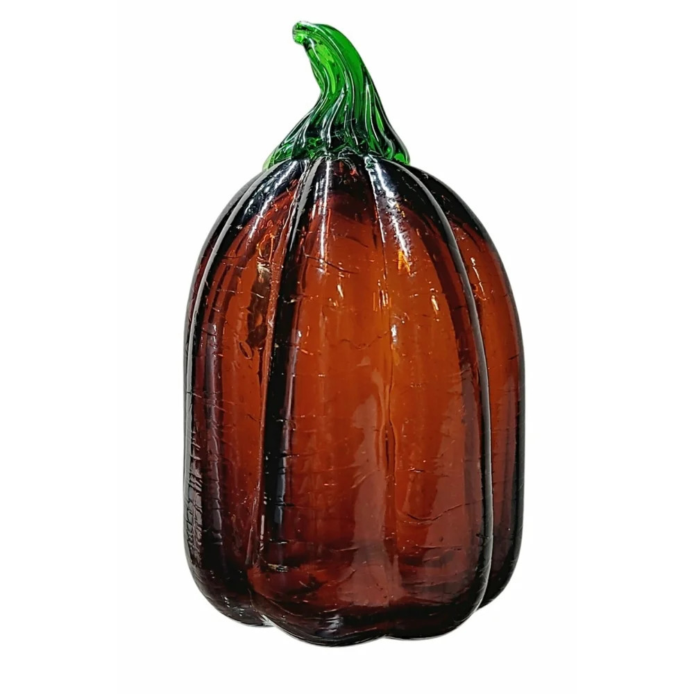 Glass Pumpkin Squash Handblown Crackle